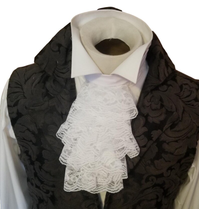 Cotton White JABOT Floral Scalloped Lace Ascot Cravat Etsy