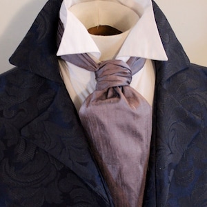 FORMAL Lavender Grey Dupioni SILK Victorian Ascot Tie Cravat