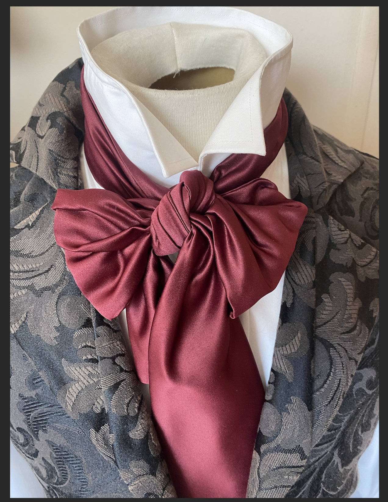 Wine Satin 58 Inch REGENCY Brummel Victorian Ascot Necktie Tie