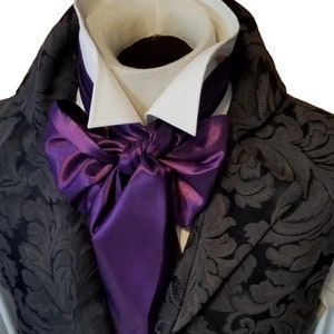 Corbata Ascot victoriana REGENCY Brummel de satén morado real de 58 pulgadas
