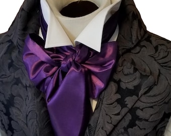 Royal Purple Satin 58 inch REGENCY Brummel Victorian Ascot Necktie Tie Cravat