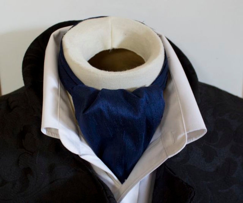 Bleu Marine DAY Cravat Victorian Ascot Tie Cravat Dupioni SILK image 1