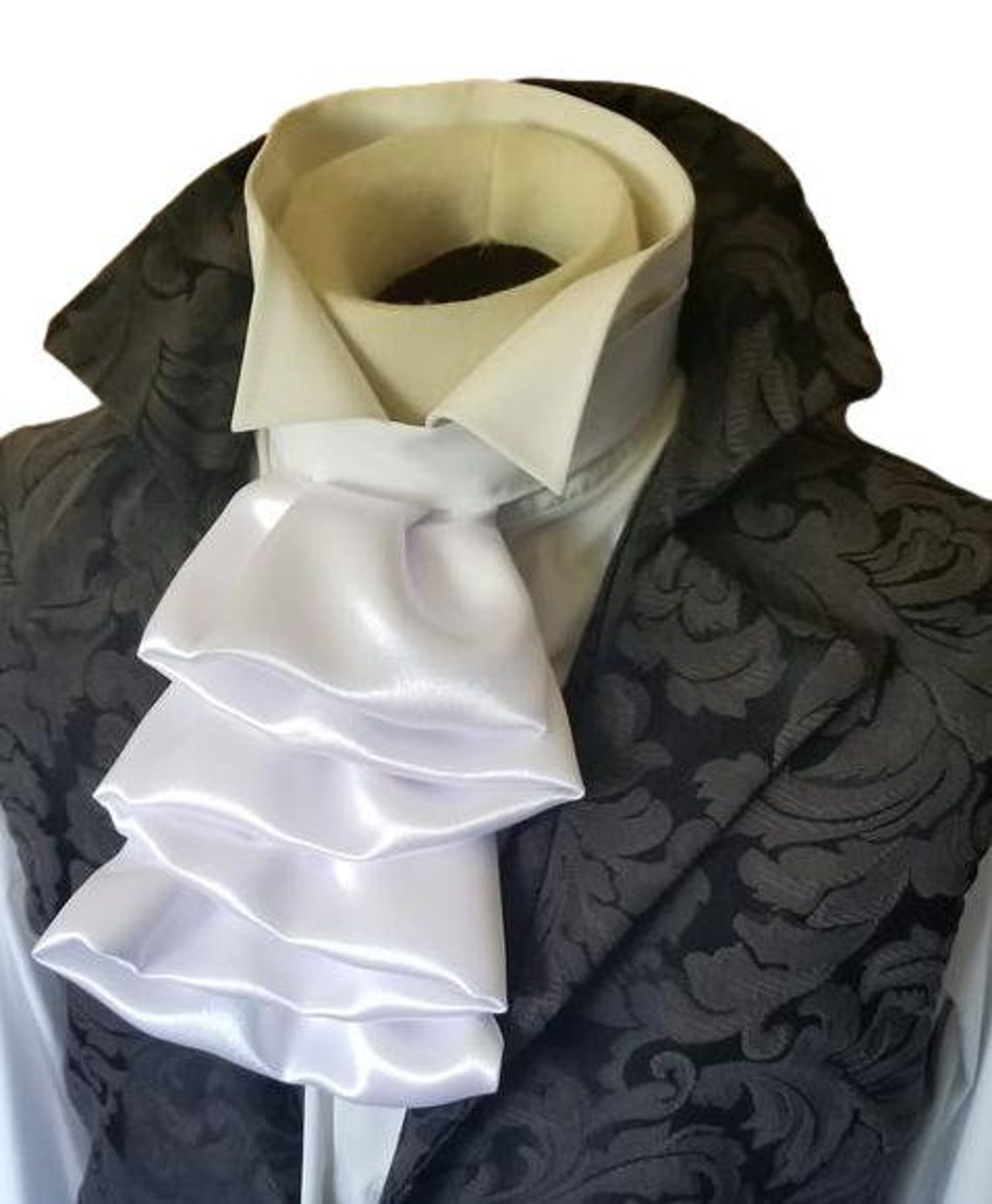 White Satin Regency Historic Victorian White JABOT Tie | Etsy 