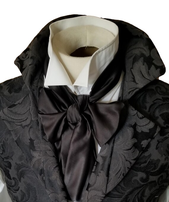Smooth Satin 56 inches Regency Ascot Cravat Tie Neckwear Black | Etsy