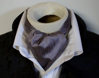 Moonshadow Grey/Lavender Dupioni SILK - DAY Cravat Victorian Ascot Tie Cravat