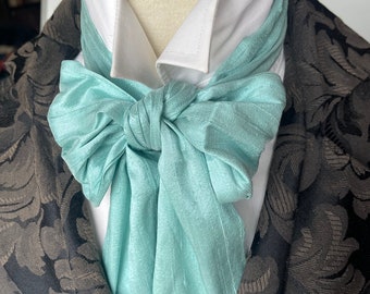 Audrey's Blue REGENCY Brummel Victorian Ascot Tie Cravat -  Dupioni Silk