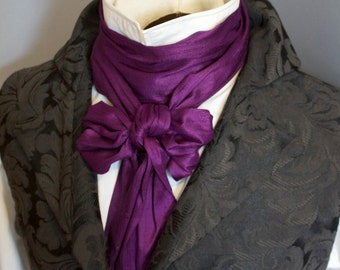 REGENCY XLong Royal Purple Dupioni Silk 6 pouces Brummel Victorian Ascot Tie Cravat