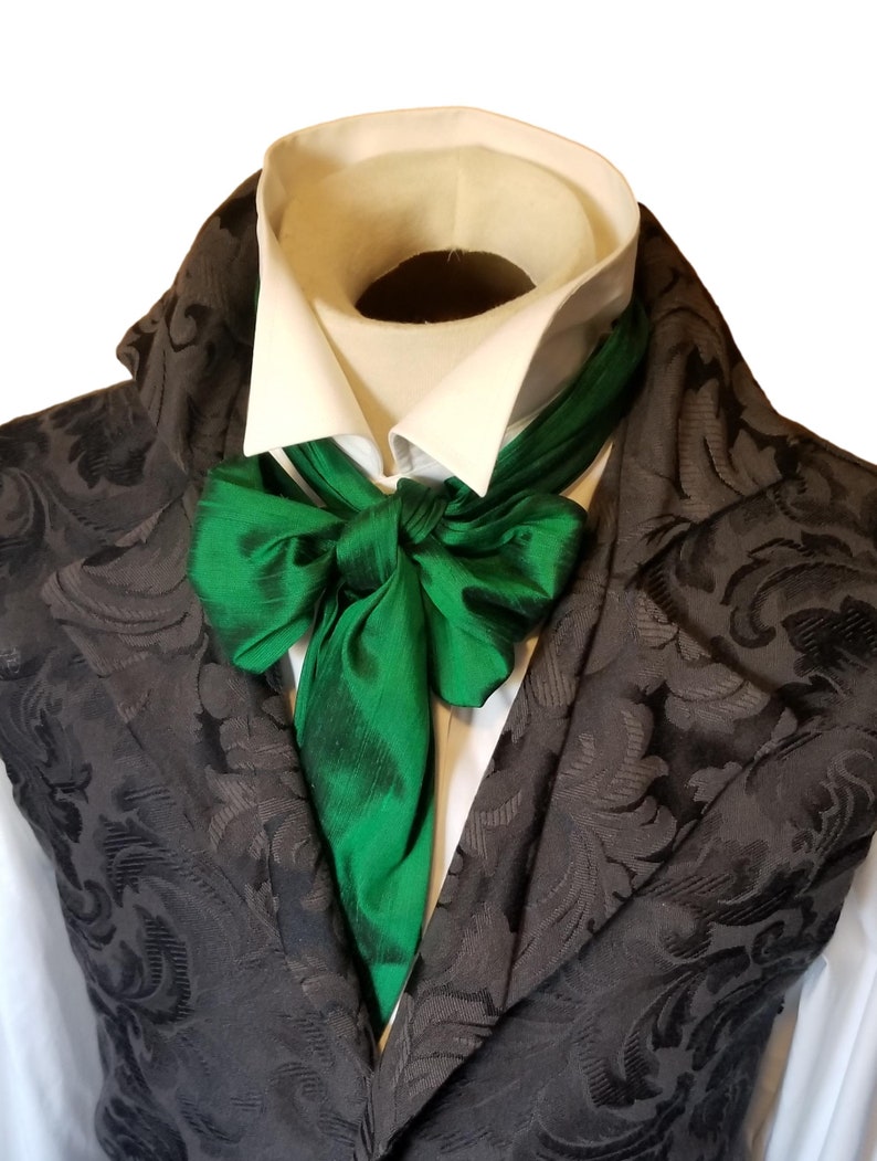 Cravate lavallière émeraude style Régence victorienne toutes les longueurs Vert émeraude Dupioni SILK image 1