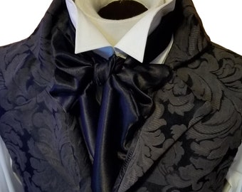 Black Satin 60 inch REGENCY Brummel Victorian Ascot Necktie Tie Cravat