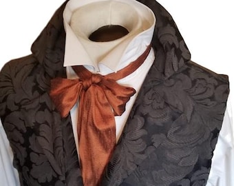 Pumpkin silk REGENCY Brummel Victorian Ascot Tie Cravat - Pure Dupioni Silk