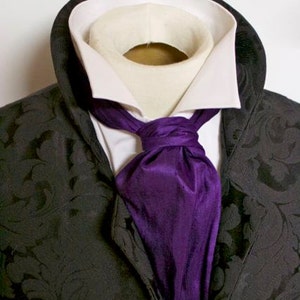 FORMAL Victorian Ascot Tie Cravat - Royal Purple Dupioni SILK