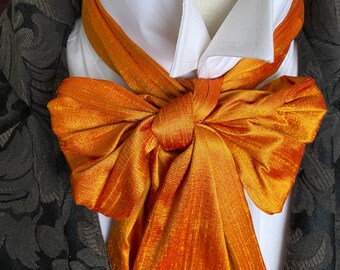 Pumpkin Dupioni Silk Regency Brummel Victorian Ascot Tie Cravat