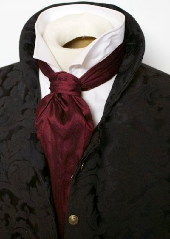 FORMAL Victorian Ascot Tie Cravat Maroon Wine Dupioni SILK - Etsy