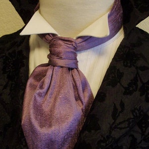 FORMAL Plum Purple Dupioni SILK Victorian Ascot Tie Cravat