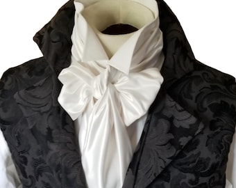 Satin blanc 56 pouces REGENCY Brummel victorien Ascot cravate cravate Cravat