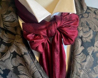 REGENCY Brummel Victorian Ascot Tie Cravat - Marron Vin Dupioni Soie