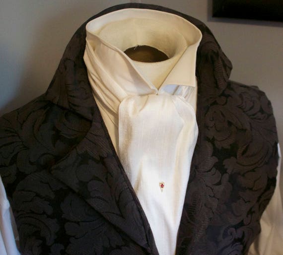 REGENCY Brummel Victorian Ascot Krawatte Krawatte ARKTIS Weiße Dupionseide  - Etsy.de