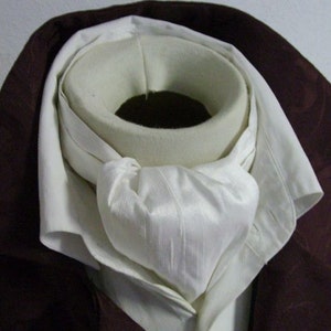 White Dupioni SILK - DAY Cravat Victorian Ascot Tie Cravat