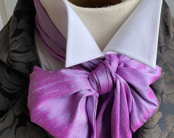 Lavender Blue Regency Style Victorian Ascot Tie Cravat - Dupioni SILK