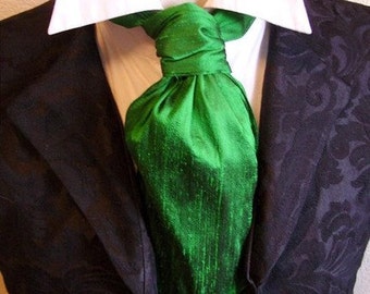 Vert émeraude Dupioni SILK - Cravate formelle victorienne Ascot Tie