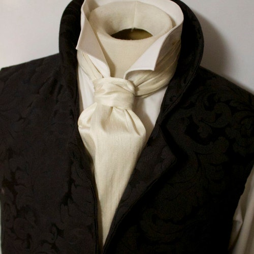 FORMAL Victorian Ascot Tie Cravat Midnight Black Dupioni - Etsy