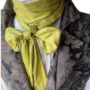 Green Long REGENCY Brummel Victorian Ascot Tie Cravat - XL 77inch Spring Green Dupioni Silk