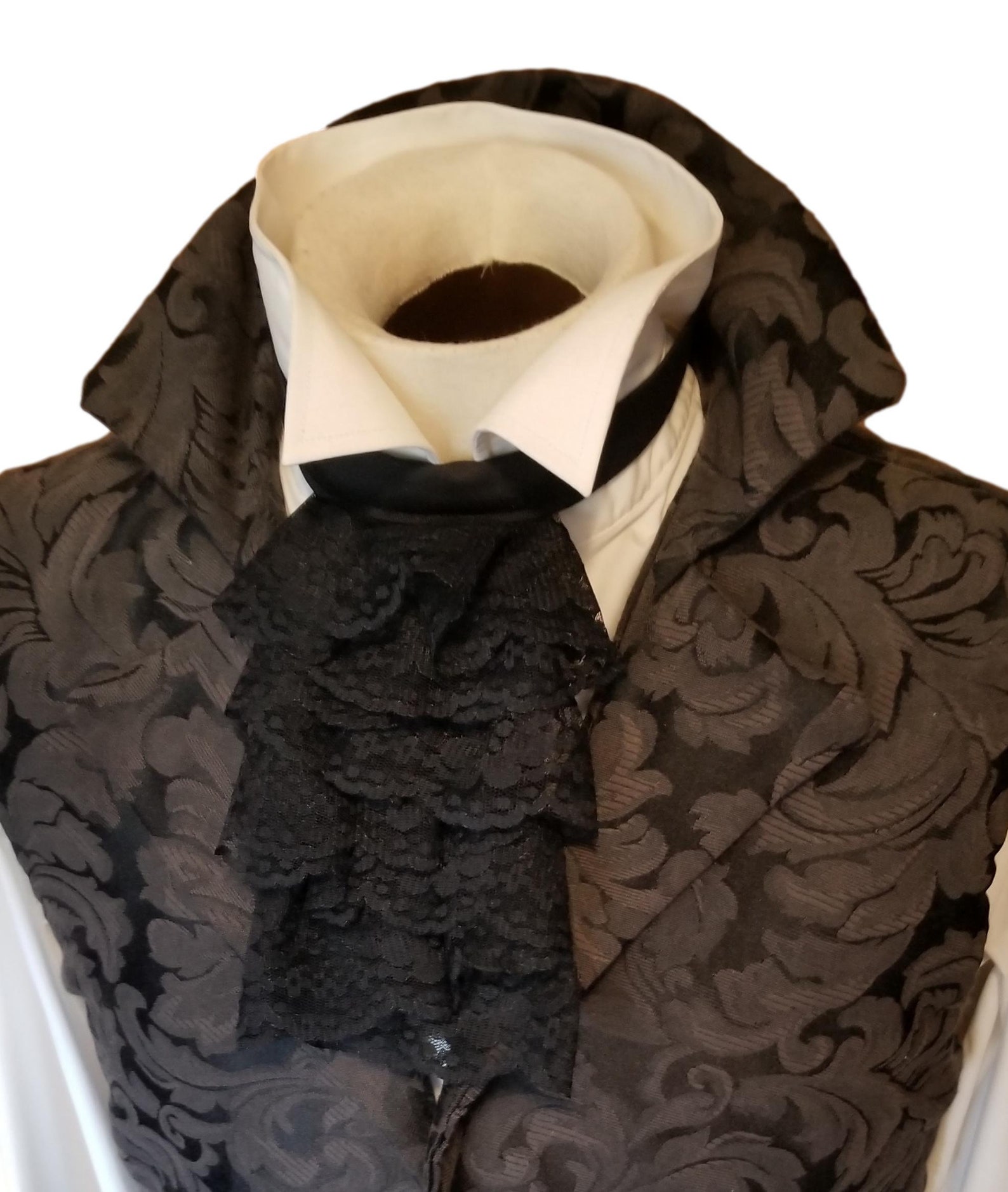 Black JABOT Regency Historic Victorian Lace Ascot Cravat Etsy