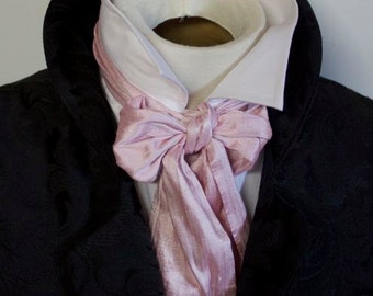 REGENCY Cherry Blossom Pink Dupioni Silk Brummel Victorian Ascot Tie Cravat