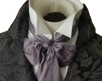 Lavender Moonshadow REGENCY Brummel Victorian Ascot Tie Cravat - Pure Dupioni Silk