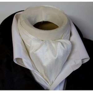 DAY Cravat Victorian Ascot Tie Cravat Ivory White Dupioni SILK image 1