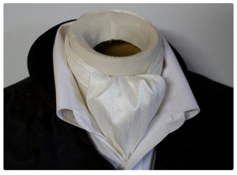 DAY Cravat Victorian Ascot Tie Cravat Ivory White Dupioni SILK image 1