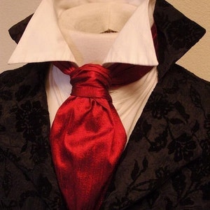 Deep Red Dupioni SILK - FORMAL Victorian Ascot Tie Cravat