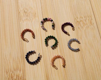 Handmade ear cuffs with pearls, ear clips, fake piercing, colorful, various colors, stainless steel and jewelry beads, ear accessory, earring