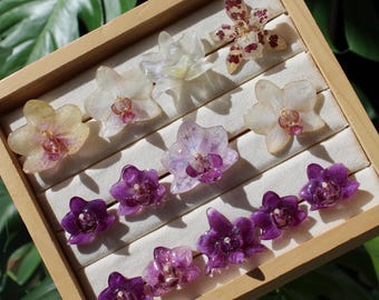 Real orchid flower rings, adjustable size, handmade