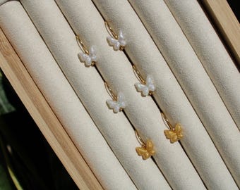 Mini butterfly earrings in various colors - gold-colored