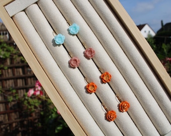 Mini earrings flowers in various colors, gold-colored, handmade | handmade mini earrings cute flowers polymer clay stainless steel