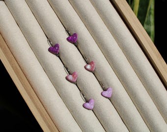 Mini earrings heart different colors silver-colored handmade