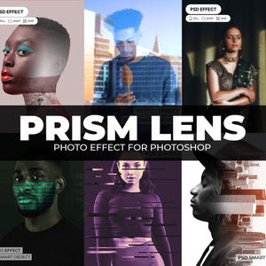 Prism Lens Photo Effect Overlays: Light Refraction Photoshop Effect (Digital Download)