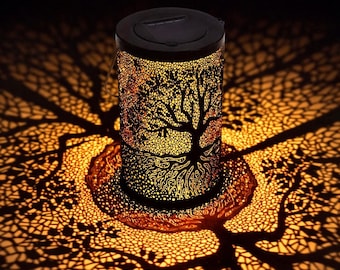 Tree of Life Solar Garden Light – Outdoor Hanging Metal Lantern, Solar Powered Patio Decor, Cut-Out Shadow Yard Light Gift
