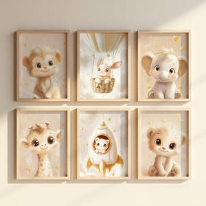 Baby Animal Nursery Prints: Set of 6, Kids Room Decor (Digital Download)