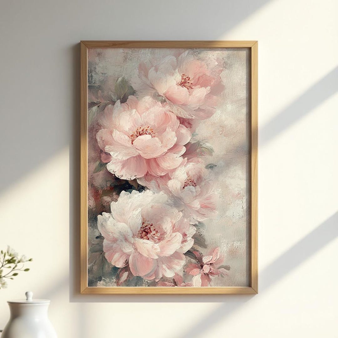 Pink Peonies Vintage Art Print: Botanical Floral Wall Decor (digital ...