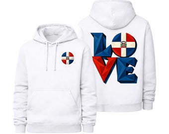 Dominican Republic Love Hoodie - Patriotic Flag Color Sweatshirt for Men & Women
