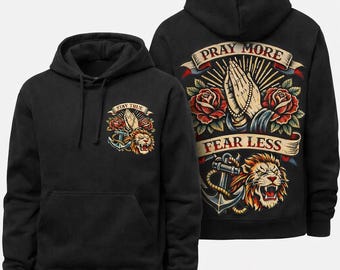 Pray More Fear Less Hoodie, Trendy God People Sweatshirt , Aesthetic Faith Apparel, Religious Gift for Her Him, Believer Merch