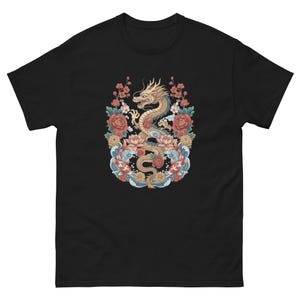 Chinese Flowers Shirt Classical China art Depicted T Shirt In Nyt Dragon Koi  Fishes Lotus Flower T Shirt
