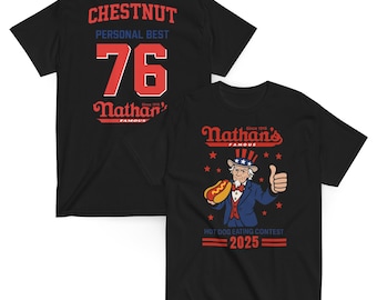 Joey Chestnut Shirt Hot Dog Eating Contest Record Nathan's T Shirts Famous Food 2025 America Tee