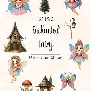 37 Enchanted Fairy Clipart Set | Digital Download | Magical Fairy Illustrations for Invitations, Crafts, Party Decor & More