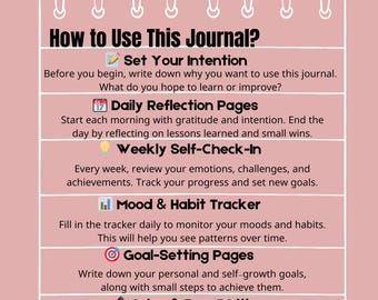 Self Discovery Journal | Therapy Journal | Downloadable Journal Pages | Self Improvement PDF Journal