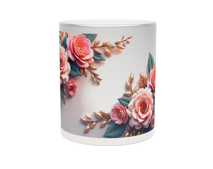Metallic Mug Silver Gold | Ceramic Coffee Cup with Shimmery Finish