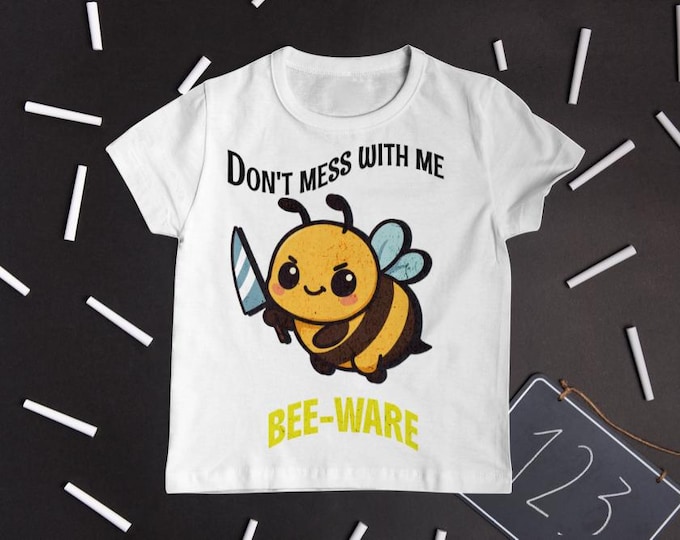 Funny Bee Gift - Bee-Ware Sarcastic Quote - Angry Bee Knife Sticker Design - Instant Download
