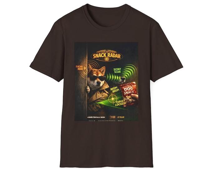 Snack Radar Dog Illustration T-Shirt | JinDo Dog Snack Radar Retro Poster